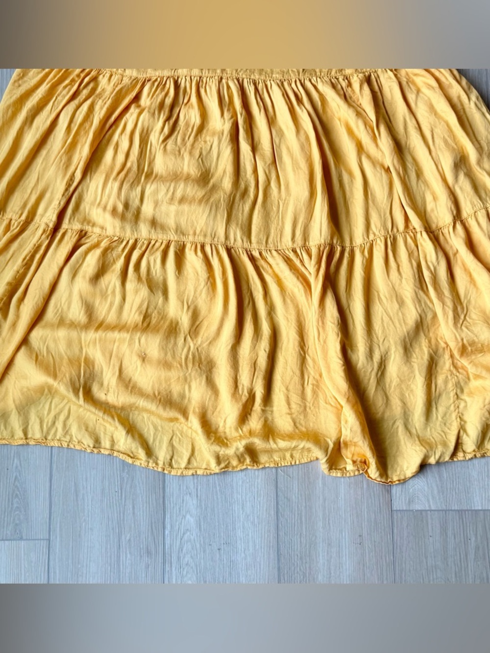 Free People Yellow Lace Trim Tiered Maxi Dress S/P EUC Boho - Picture 10 of 12